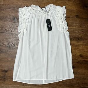 Amalli Talli White Ruffled Sleeveless Top